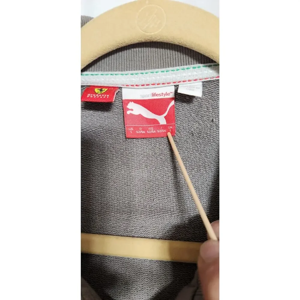 Puma Scuderia Ferrari Jacket‎ Men size L Gray RARE One Stain Left Wrist See Pics
